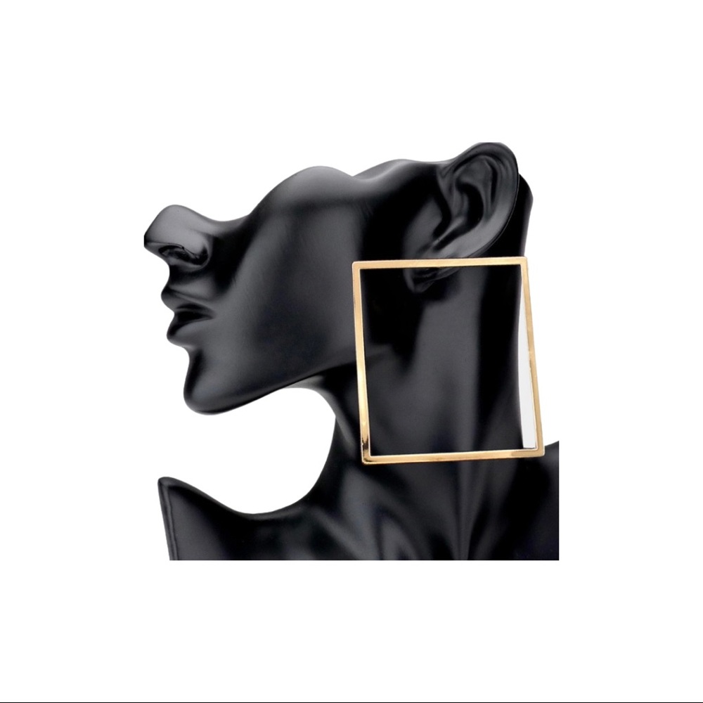 Square Biz Earrings- Gold